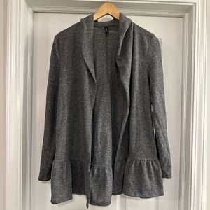Massini Gray Open Ruffle Hem Cardigan Size small